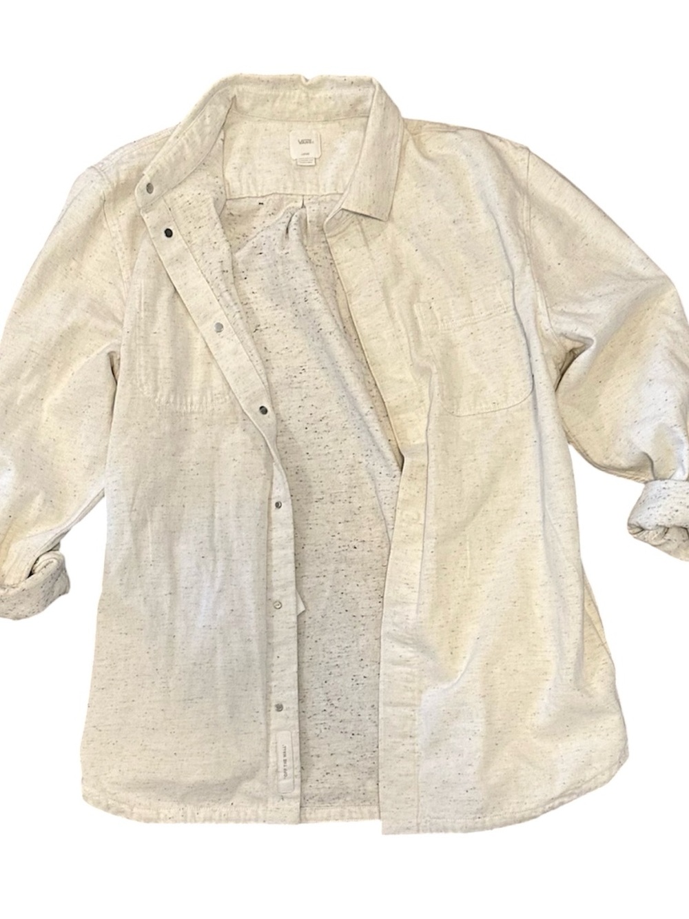 Vans Light Speckled Button-Up Shirt - Neutral Oatmeal with black
